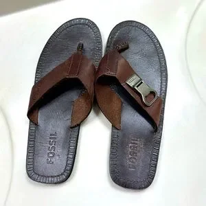 Fossil Dark Brown Leather Men\'s Flip-Flops Fossil | Shoes | Vtg New With Tags Fossil Flip Flops Brown  main image 2
